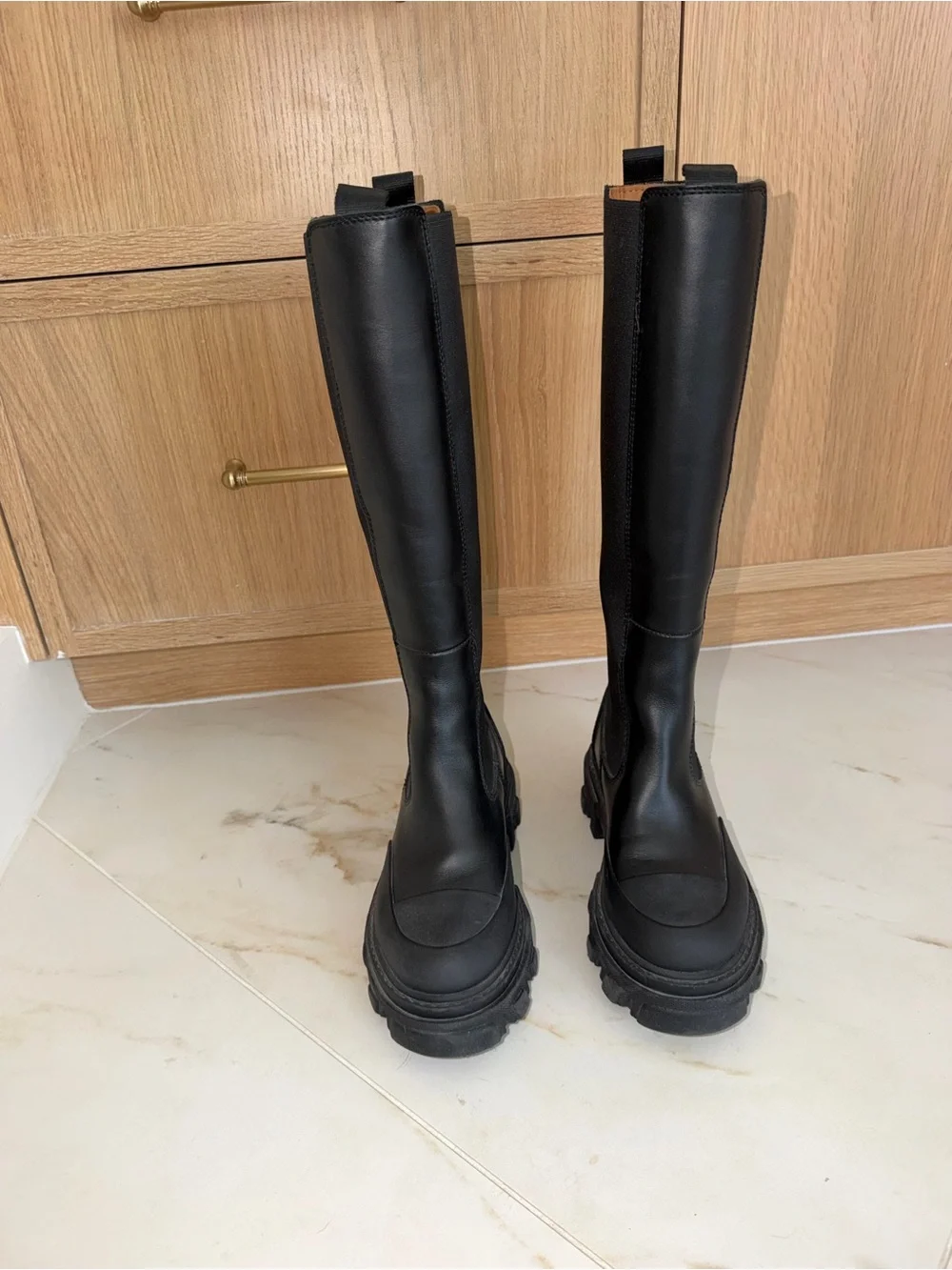 GANNI Cleated Knee-High Chelsea Boots (ONLY WORN ONCE - LIKE NEW!)